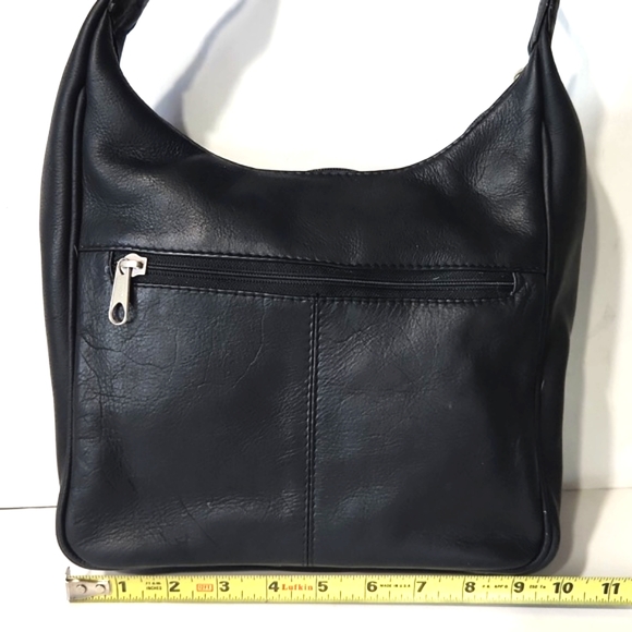 Nino Bossi Genuine Supple Soft Leather Classic Black Shoulder Bag - Picture 7 of 10